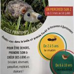Ateliers nature pour enfants à Questembert : cycle printemps-été 2026 en forêt 2 Affiche des ateliers nature pour enfants organisés à Questembert dans la forêt de Keravénan au printemps été 2026