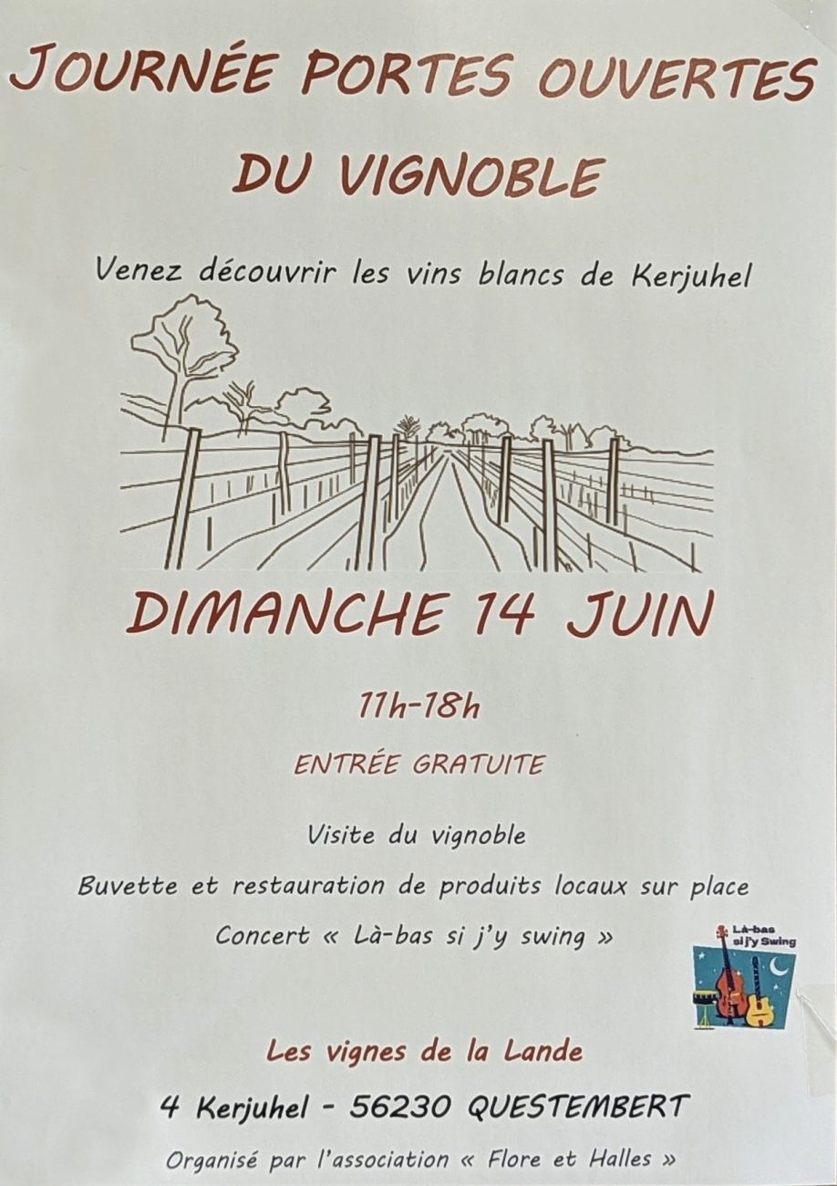 Affiche des portes ouvertes du vignoble de Kerjuhel à Questembert en juin 2026