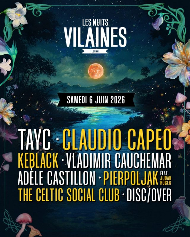 Affiche du festival Les Nuits Vilaines 2026 à Péaule avec la programmation des concerts des 5 et 6 juin