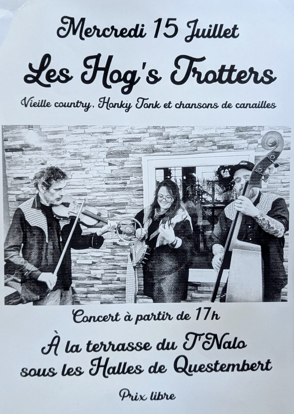 Affiche du concert des Hog’s Trotters sous les Halles de Questembert le 15 juillet 2026.