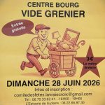 Affiche du vide-greniers 2026 de La Vraie-Croix avec entrée gratuite et restauration sur place.
