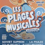 Affiche des Plages Musicales #6 à Damgan le 4 juillet 2026 avec Soviet Suprem, La Phaze, Solar Project, Bloyet Brothers et Les Frères Jackfruit.