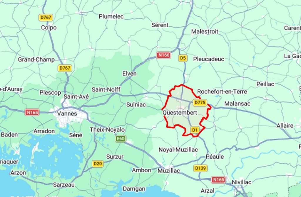 Carte situation géographique Questembert
